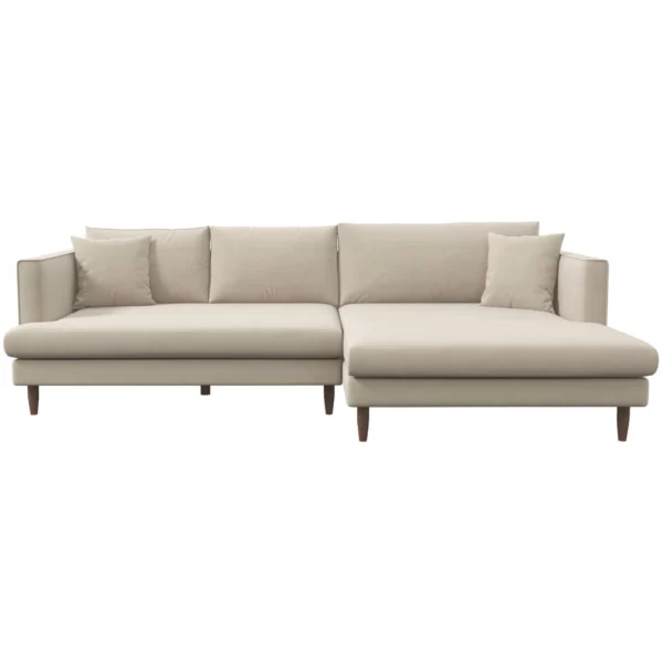 Blake Right Cream Velvet L-Shaped Sectional Sofa