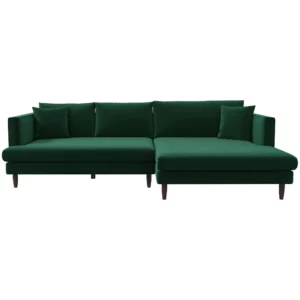 Blake Right Green Velvet L-Shaped Sectional Sofa