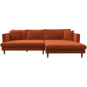 Blake Right Orange Velvet L-Shaped Sectional Sofa