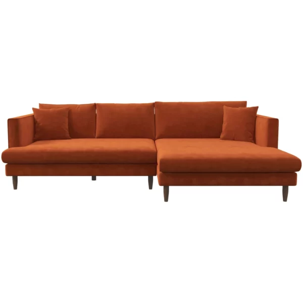 Blake Right Orange Velvet L-Shaped Sectional Sofa