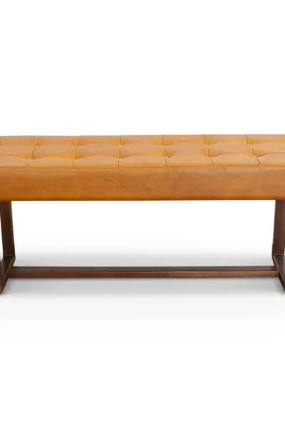 Cameron Tan Leather Bench