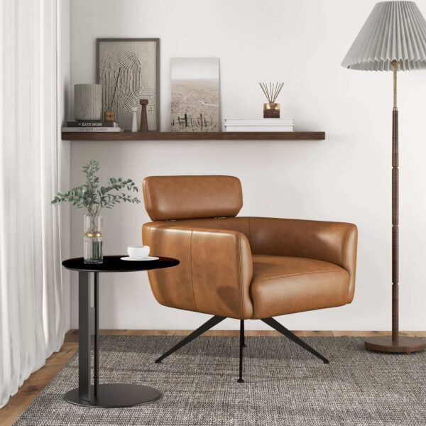 Camila Tan Leather Lounge Chair