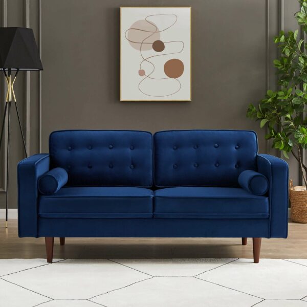 Casey Blue Velvet Loveseat