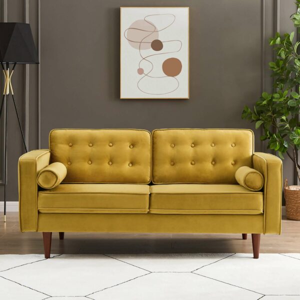 Casey Dark Yellow Velvet Loveseat