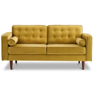 Casey Dark Yellow Velvet Loveseat