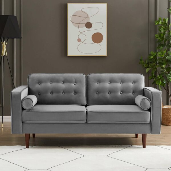 Casey Grey Velvet Loveseat