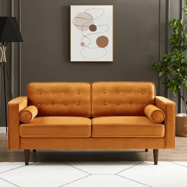 Casey Orange Velvet Loveseat