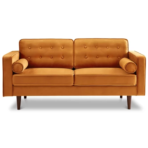 Casey Orange Velvet Loveseat