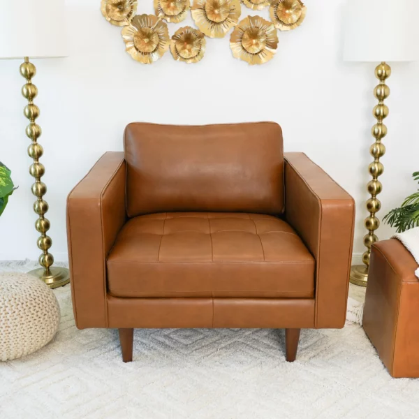 Catherine Tan Leather Lounge Chair