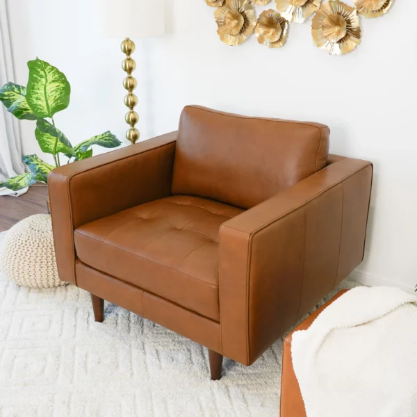 Catherine Tan Leather Lounge Chair