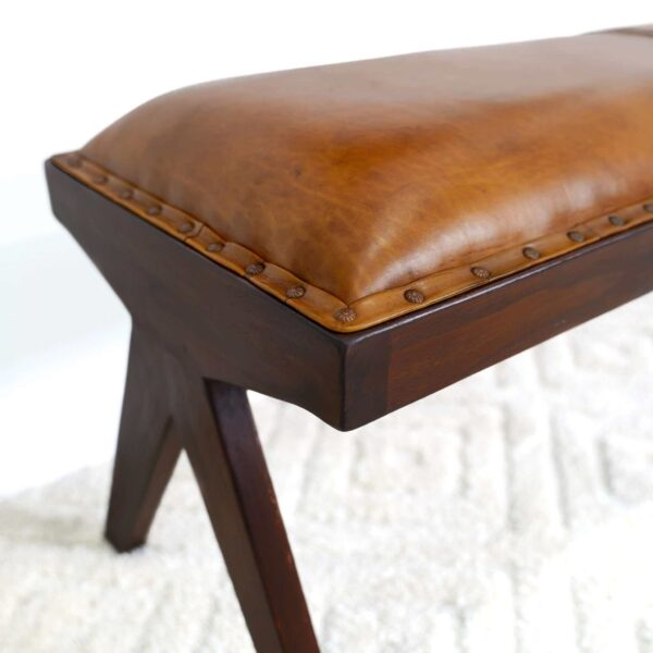 Chad Tan Leather Bench