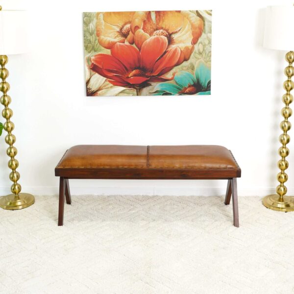 Chad Tan Leather Bench