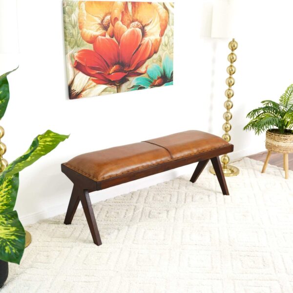 Chad Tan Leather Bench