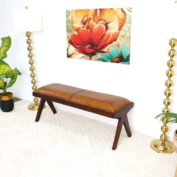 Chad Tan Leather Bench