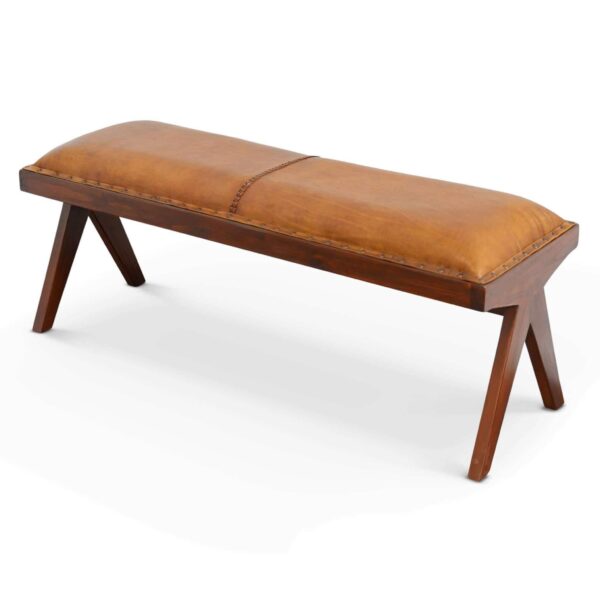 Chad Tan Leather Bench