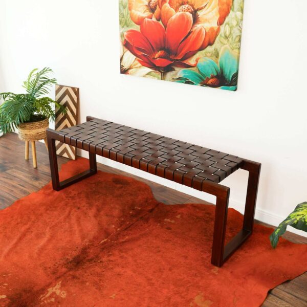 Christina Tan Leather Bench