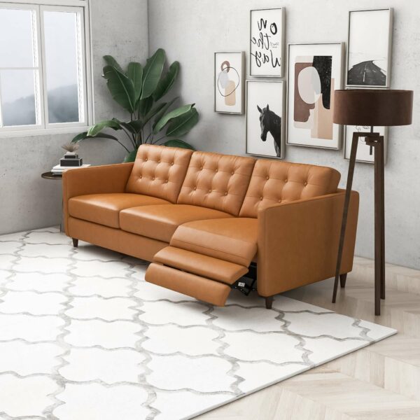 Christopher Tan Leather Electric Reclining Sofa Right Facing