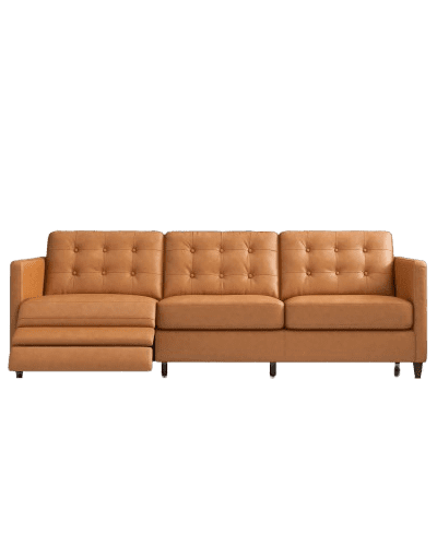 Christopher Tan Leather Electric Reclining Sofa Left Facing