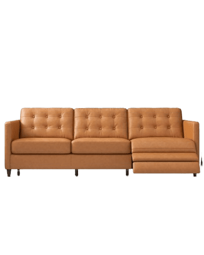 Christopher Tan Leather Electric Reclining Sofa Right Facing