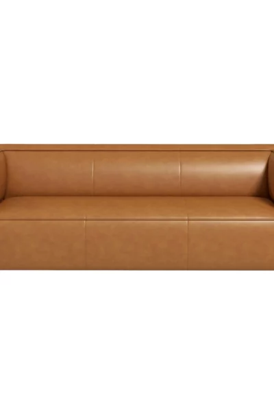 Colton Mid-Century Modern Tan Leather Sofa