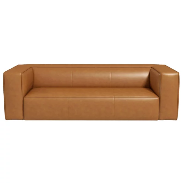 Colton Mid-Century Modern Tan Leather Sofa