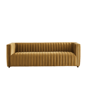 Dominic Channel Tufted Dark Yellow Velvet Sofa