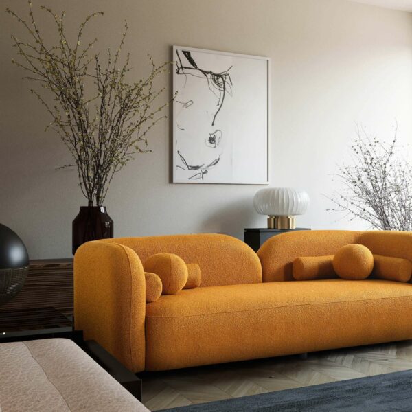 Donna Japandi Style Dark Yellow Boucle Sofa