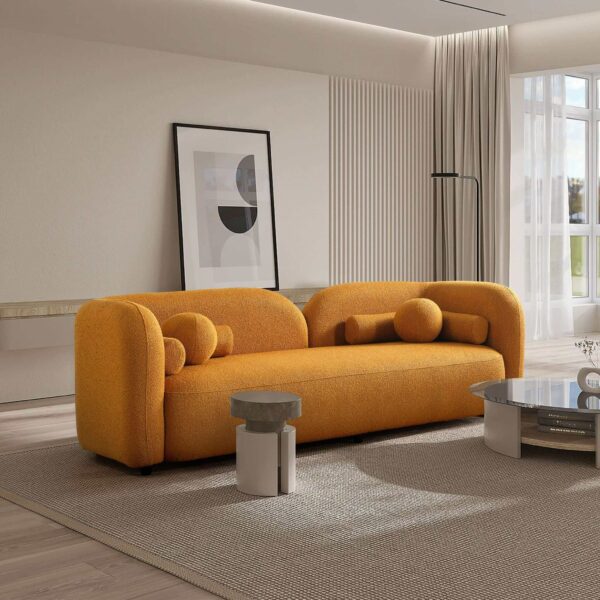 Donna Japandi Style Dark Yellow Boucle Sofa