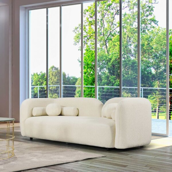 Donna Japandi Style Ivory Boucle Sofa