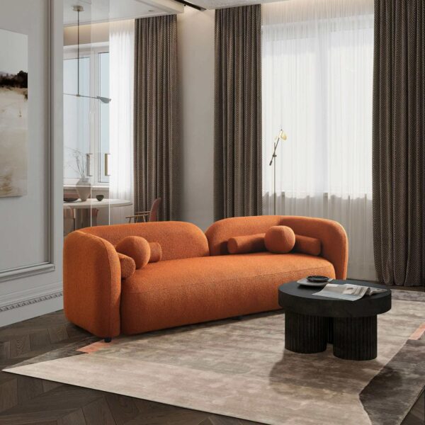 Donna Japandi Style Orange Boucle Sofa