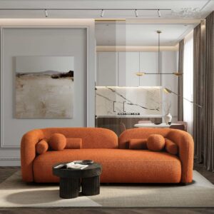 Donna Japandi Style Orange Boucle Sofa