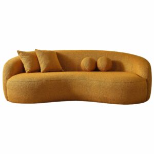 Drake Japandi Style Curvy Dark Yellow Boucle Sofa