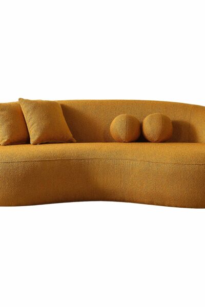 Drake Japandi Style Curvy Dark Yellow Boucle Sofa