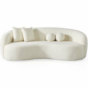 Drake Japandi Style Curvy Ivory Boucle Sofa