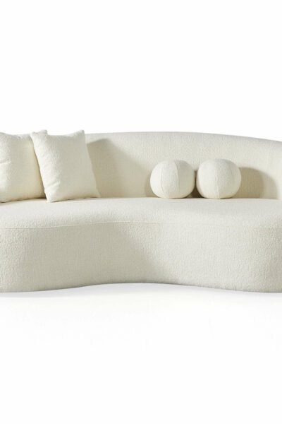 Drake Japandi Style Curvy Ivory Boucle Sofa