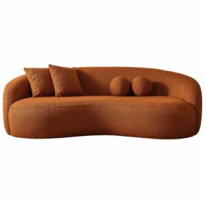 Drake Japandi Style Curvy Orange Boucle Sofa