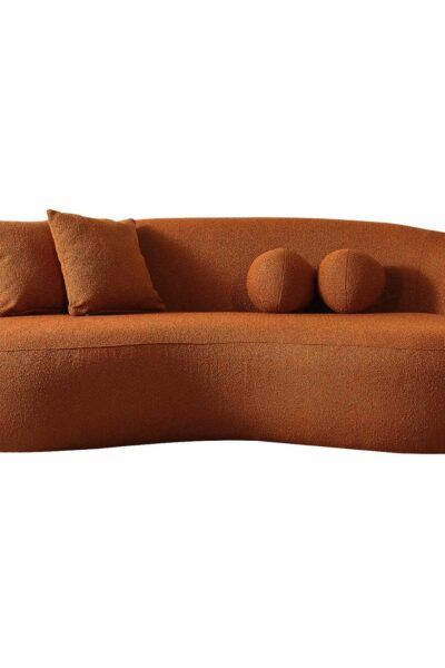 Drake Japandi Style Curvy Orange Boucle Sofa