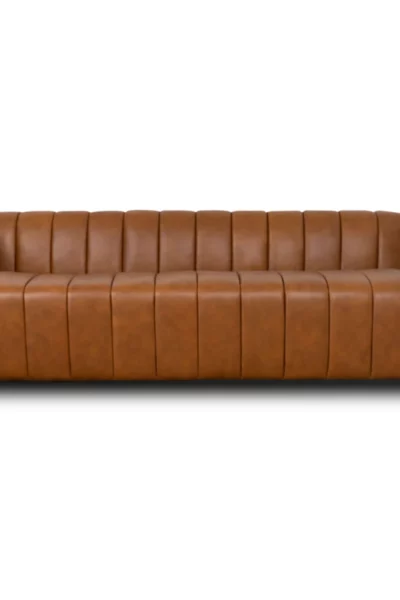 Elrosa Channel Tufted Cognac Sofa