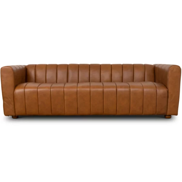 Elrosa Channel Tufted Cognac Sofa