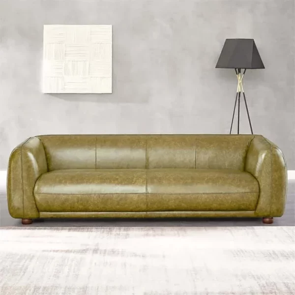 Marlon Luxury Italian Green Leather Sofa