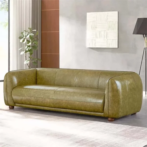 Marlon Luxury Italian Green Leather Sofa