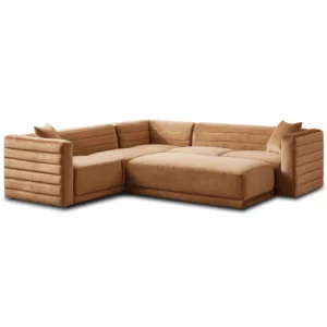 Solo Cognac Velvet Modular Corner Sectional Sofa