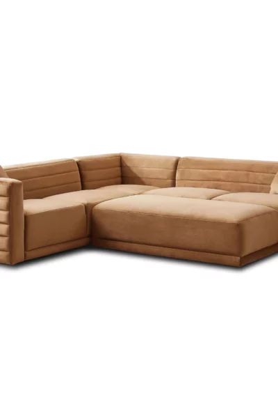 Solo Cognac Velvet Modular Corner Sectional Sofa