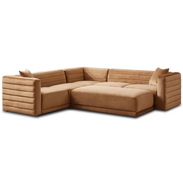 Solo Cognac Velvet Modular Corner Sectional Sofa