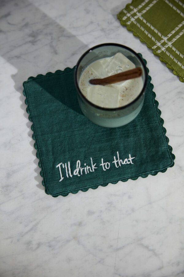 Holiday Spirit Green Cocktail Napkin