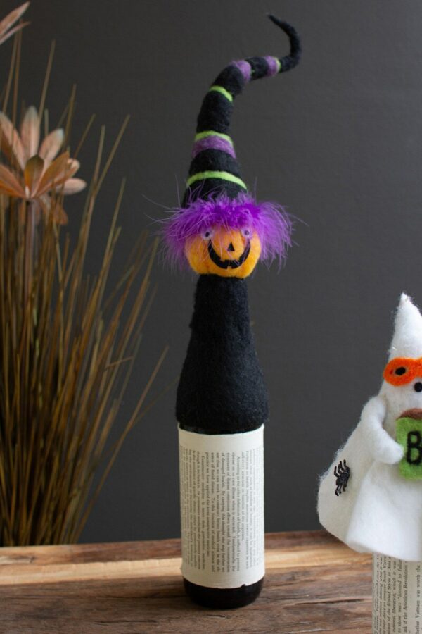 Felt Halloween Jack-O-Lantern Bottle Topper