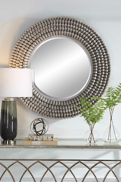 Grey Portside Round Mirror