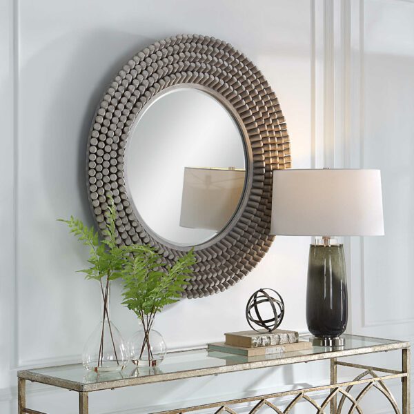 Grey Portside Round Mirror