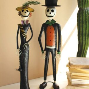 Painted Metal Halloween Day of The Dead Couple