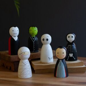 Painted Wood Halloween Family